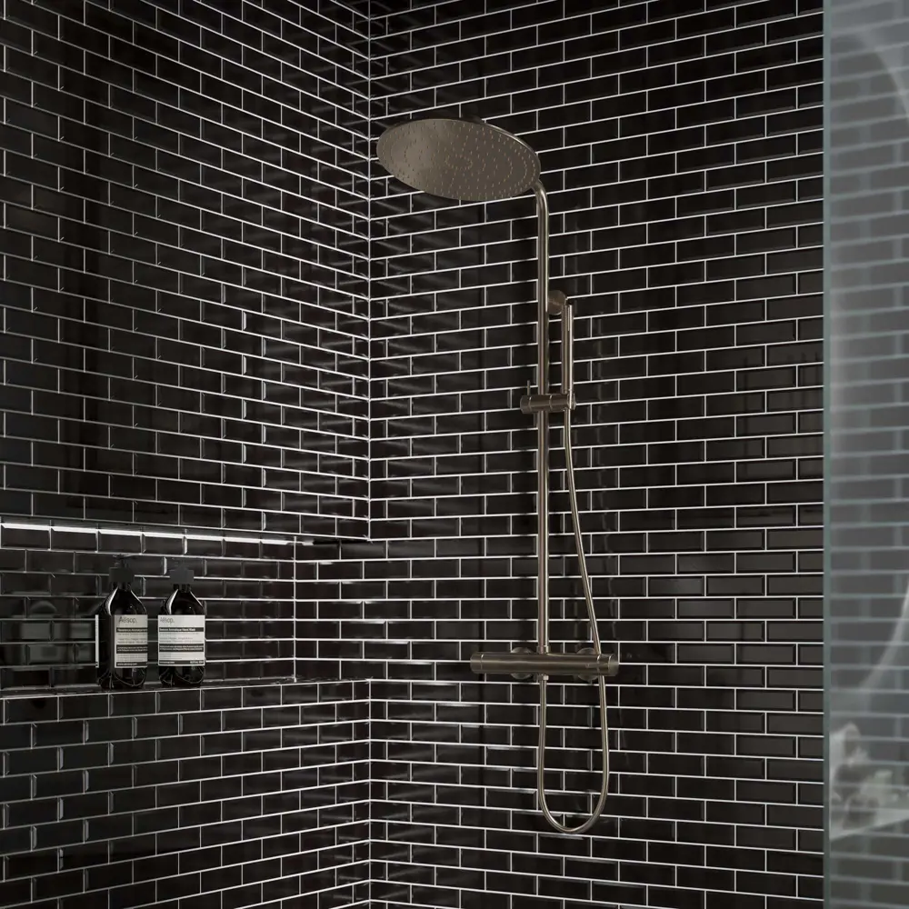 Мозаика керамическая Smart Mosaic Homework Metro Black Glossy 28.8x29.4 см цвет черный STLM-2139492