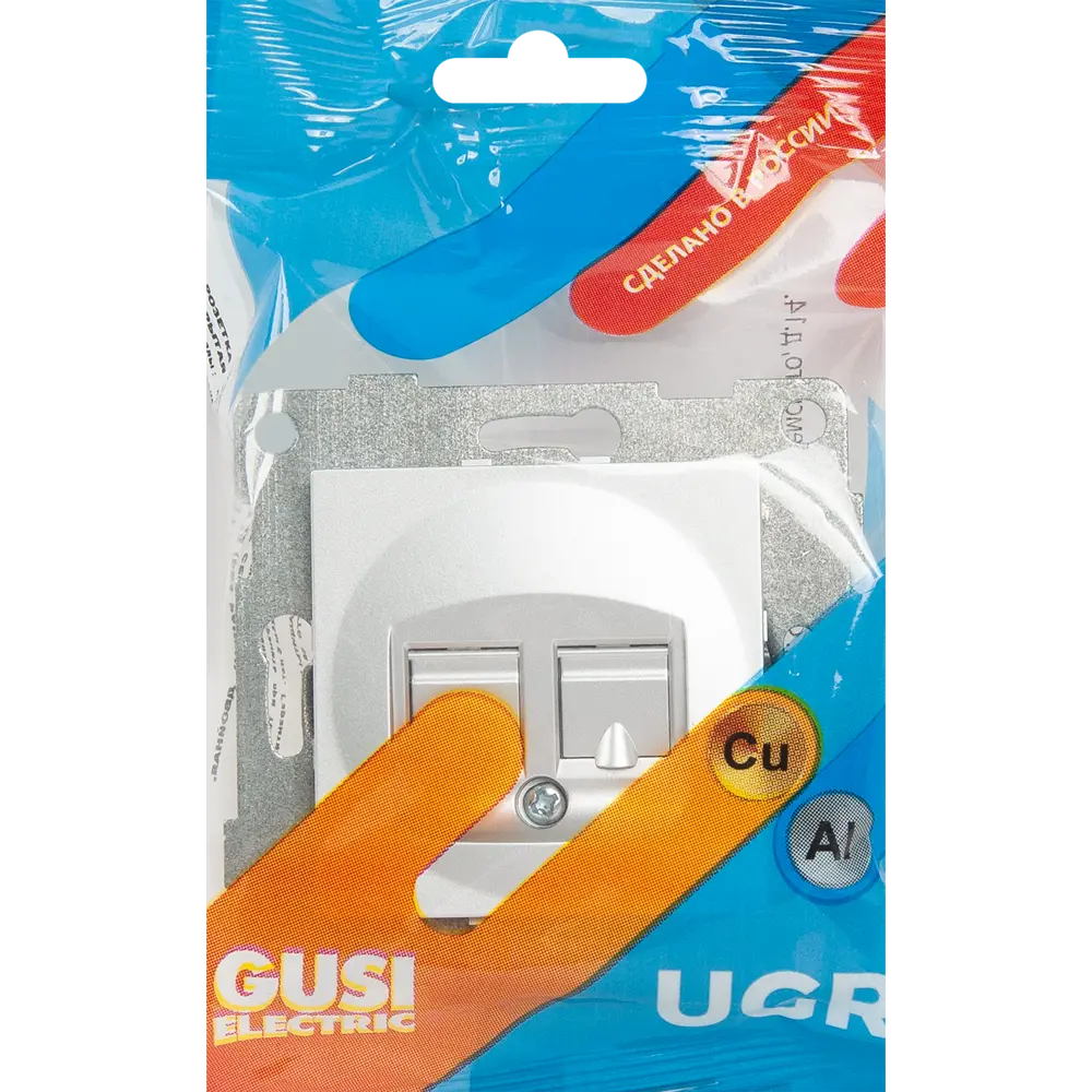 Телефонная розетка GUSI Electric двойная встраиваемая серебристая 83864428 Ugra STLM-0045210 - Вид №5