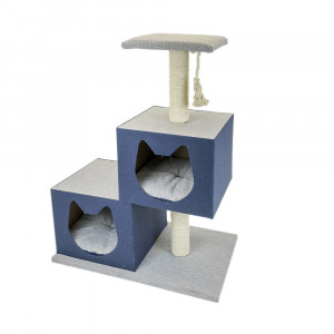 ПР0056220 Когтеточка для кошек Комплекс с двумя домиками 70х40х90см синий Foxie