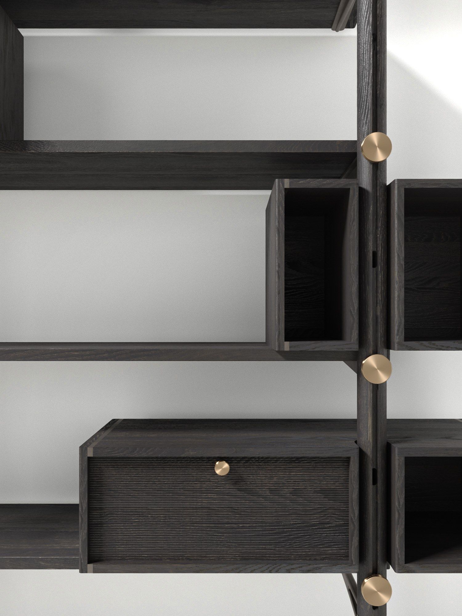 Секционная настенная Книжная полка из дуба с ящиками District Eight Inumbra ARCH-00151514 - Вид №8