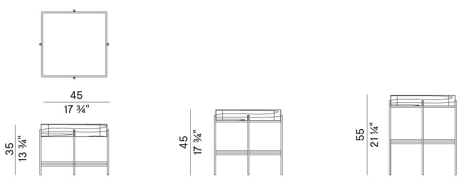 Квадратный металлический журнальный столик с подносом и мраморной столешницей Potocco лоток ARCH-00056379 - Вид №3