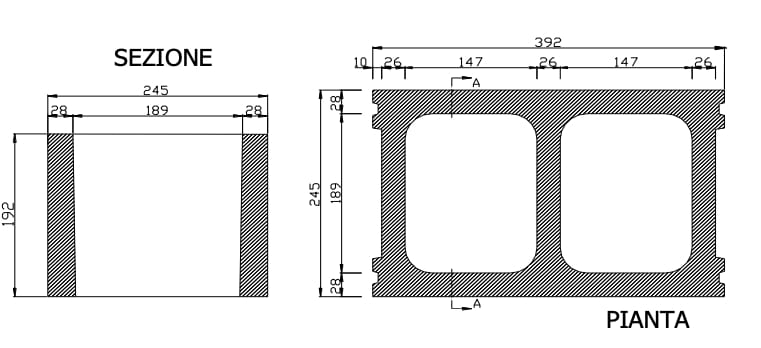 Однокамерный бетонный вибро-сжатый блок для кладки Gallotta Монокамера ARCH-00036625 - Вид №2