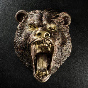 Подвесной декор "Голова медведя" бронза, 24х35х42см БЕЗ БРЕНДА