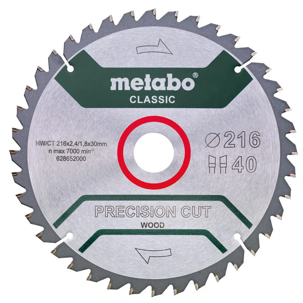 Диск пильный по дереву Metabo Precision 628652000 40Т 216x30x2.4 мм STLM-2082887