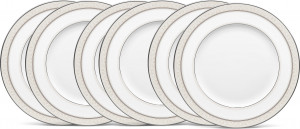 10665425 Noritake Набор из 6 тарелок обеденных Noritake "Монтвейл, платиновый кант" 27см Фарфор костяной