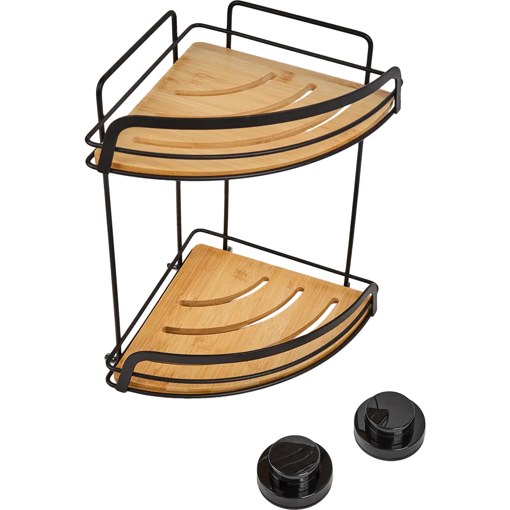 Полка для ванной угловая Primanova двухъярусная 20 см цвет черный Полка Бамбук STLM-2195437 - Вид №2