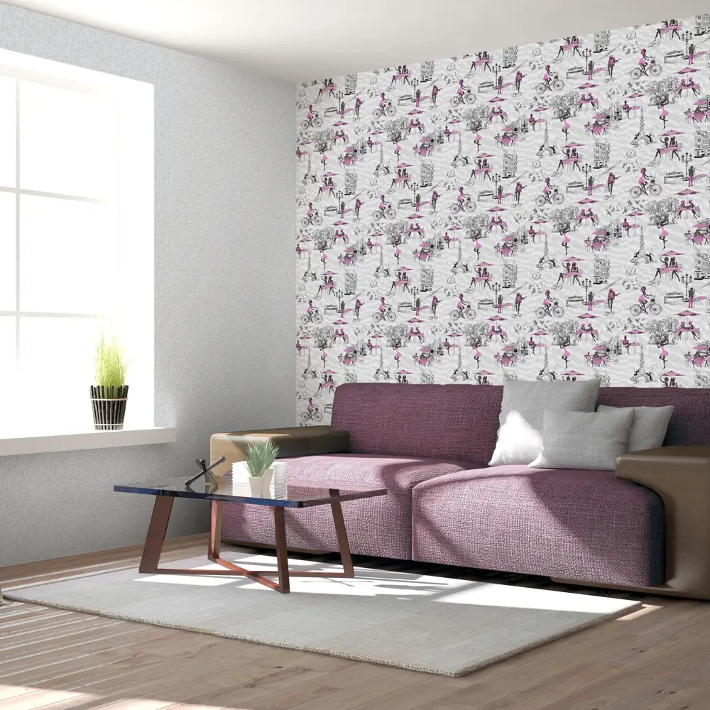 Московская Обойная Фабрика Парижанка Лен - серые бумажные обои с текстурой льна 82998399 ПарижанкаЛен STLM-0038636 - Вид №3