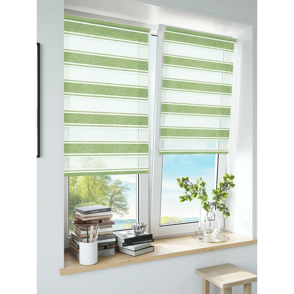 Штора рулонная день-ночь Дэли 120x175 см салатовая MIAMOZA STLM-2012204 - Вид №2