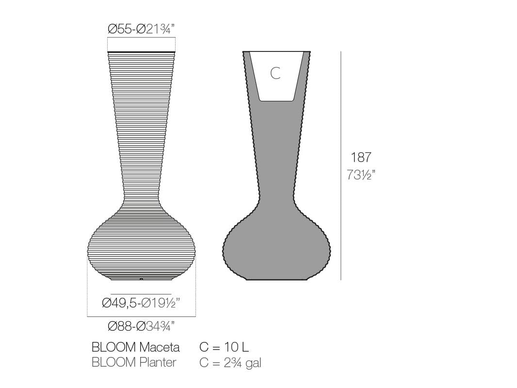 Высокий яркий пластиковый садовый горшок Vondom ARCH-00119034 - Вид №8