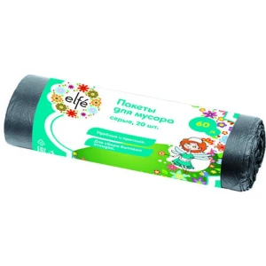 Пакеты для мусора 60 л, цвет серый, 20 шт.