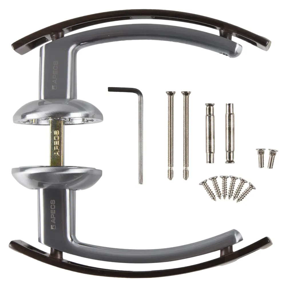 Ручки дверные на розетке Apecs H-0598-Z, цинковый сплав, цвет сатин/дерево/хром STLM-2210982 - Вид №2