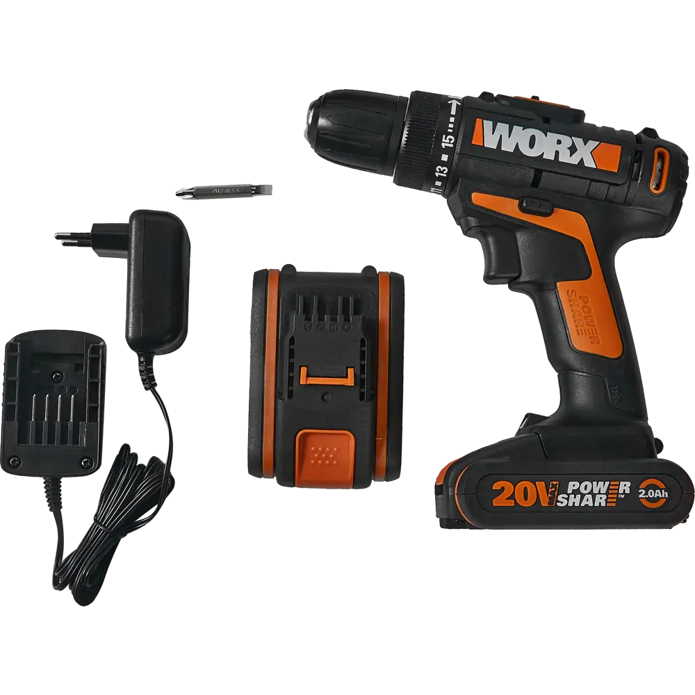 Дрель-шуруповерт аккумуляторная Worx WX101.1, 20 В Li-ion 2x2Ач STLM-2209265 - Вид №4