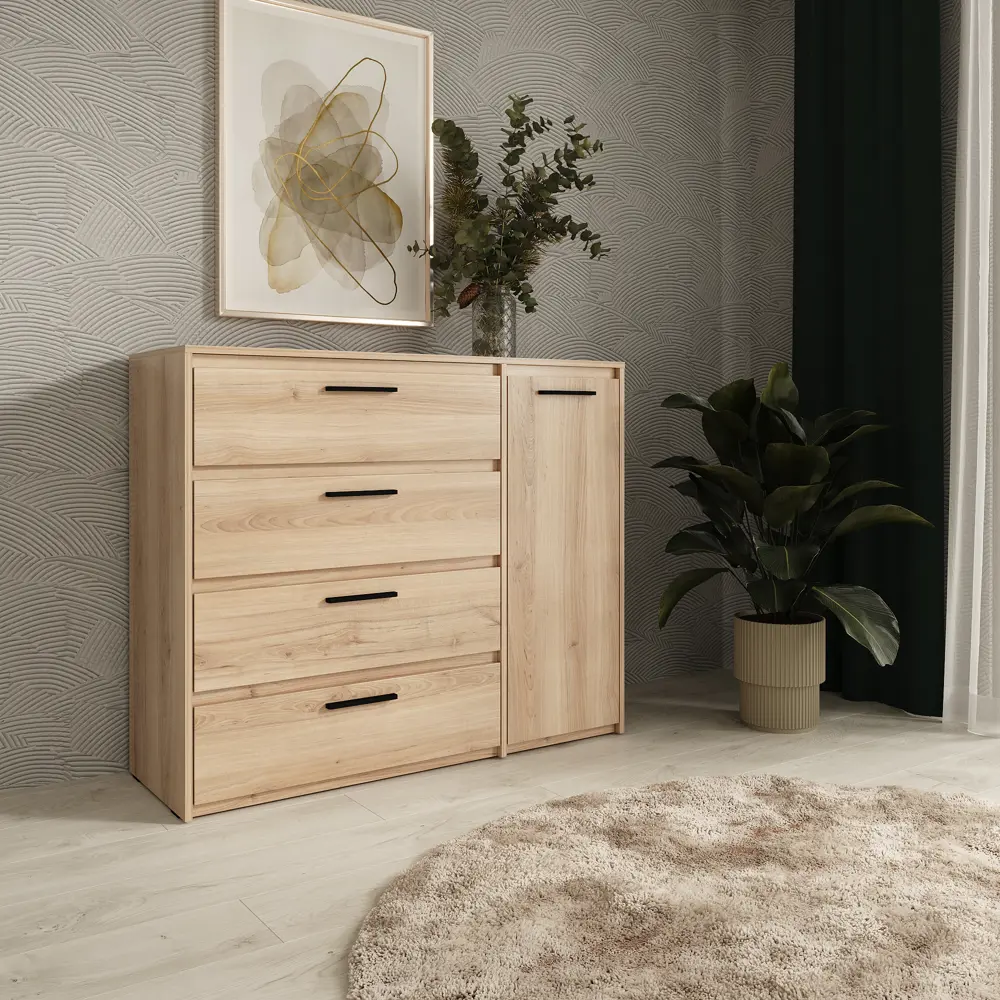 Комод Лион 4 ящика 120x100.2x41.6 см ЛДСП цвет комано 89433655 STLM-2162185 Santreyd