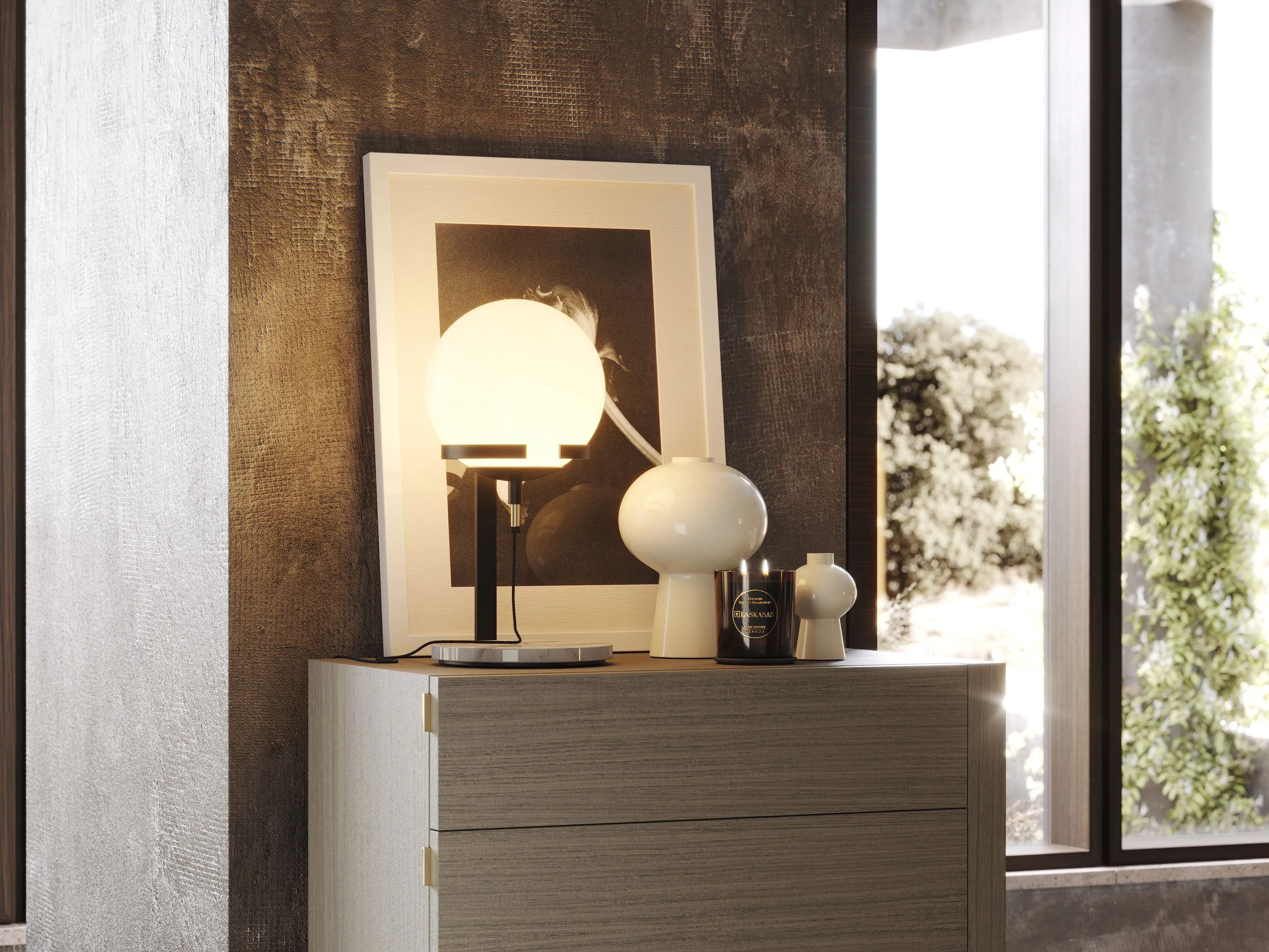 Настольная лампа из нержавеющей стали и стекла Laskasas Clarke ARCH-00125895 - Вид №4