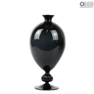 788 ORIGINALMURANOGLASS Ваза-сосуд черная Веронезе - муранское стекло OMG 9 см