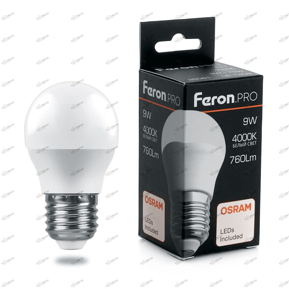 Лампа светодиодная Feron.PRO "Шарик" E27 7.5W 6400K OSRAM LED LB-1407 38076 FERON  00-3956752 Матовый 