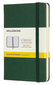 516256 Блокнот "Classic" Pocket, 96 листов, в клетку, 9 х 14 см, зеленый Moleskine