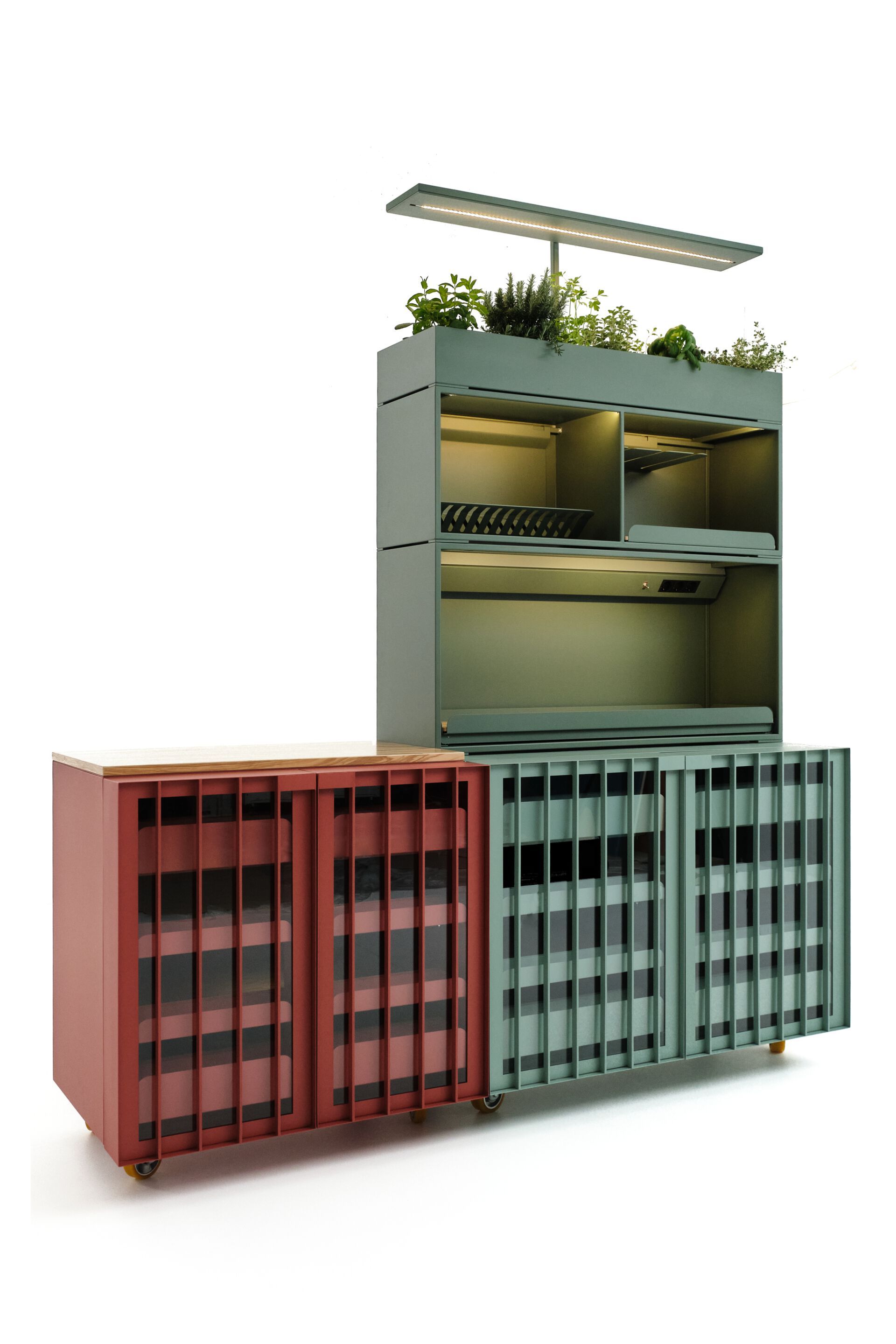 Модульный шкаф из окрашенной стали и оливкового дерева Officine Tamborrino MEMÈ ARCH-00114854 - Вид №14