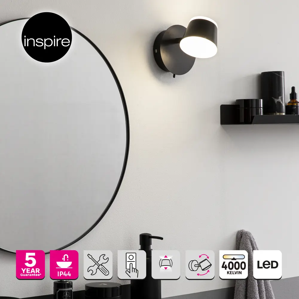 Бра Inspire Nikea — влагозащищенный светильник для ванной и кухни 85324150 STLM-1363273 - Вид №4