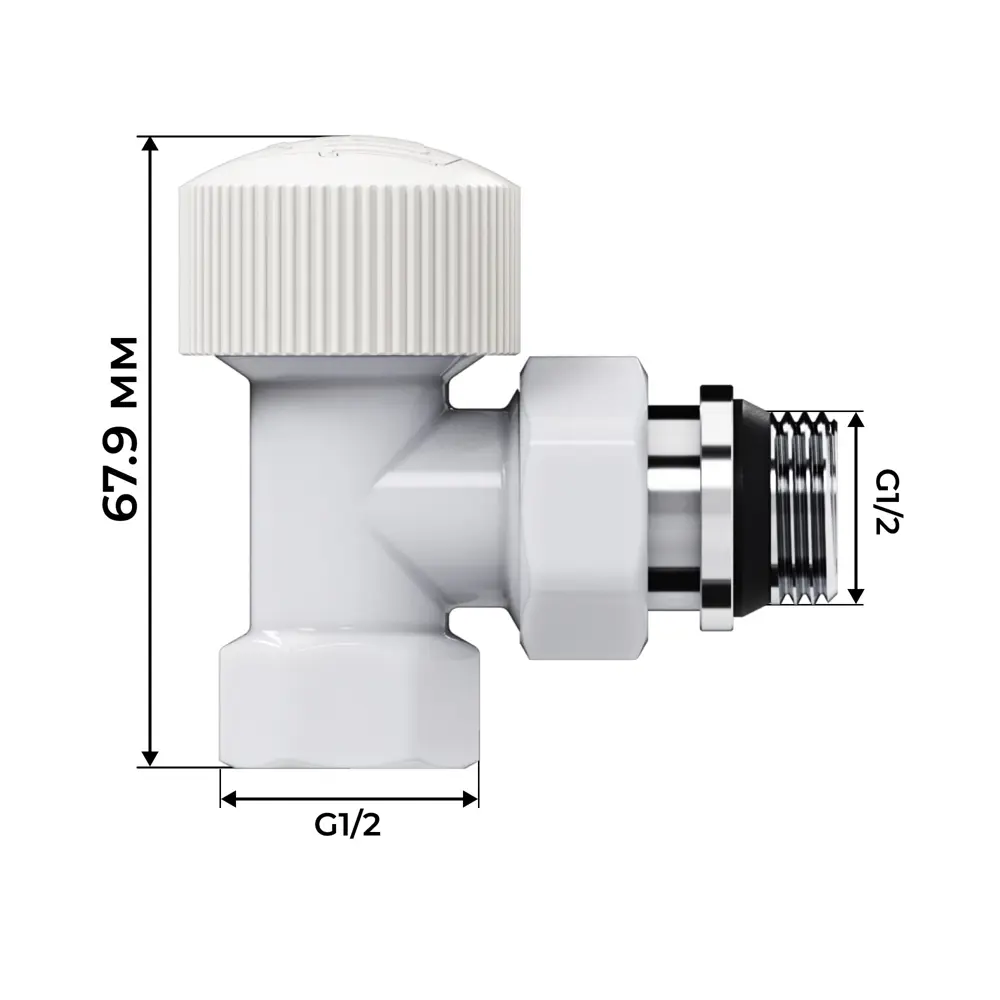 Термостатический комплект для радиатора угловой Royal Thermo Design 1/2" латунь цвет белый STLM-2178659 - Вид №5