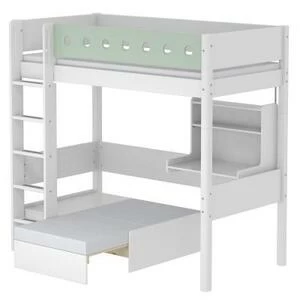Кровать Flexa White Casa высокая со встроенным модулем, 200 см, белая с мятным