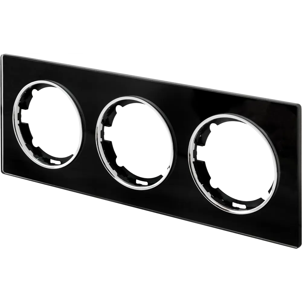 ONEKEYELECTRO Стеклянная рамка тройная черная для розеток и выключателей 82838539 Florence STLM-0036870 - Вид №2