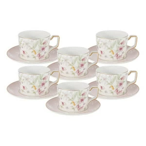 Чайный набор фарфоровый 12 предметов бело-розовый "Цветы" ANNA LAFARG EMILY ЦВЕТЫ 00-3946930 Белый;розовый
