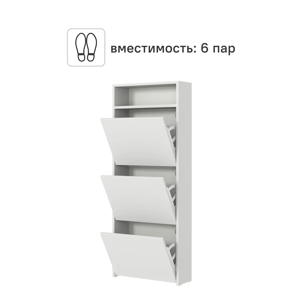 Обувница 50x126.3x17.3 см 3 ящика ЛДСП цвет белый Santreyd STLM-2087911 - Вид №2