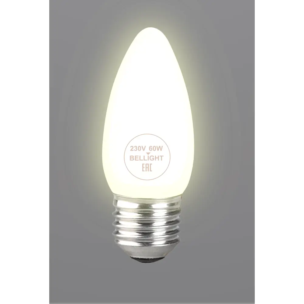 Лампа накаливания Bellight Е27 230 В 60 Вт свеча 660 лм теплый белый цвет света для диммера STLM-2084601 - Вид №2