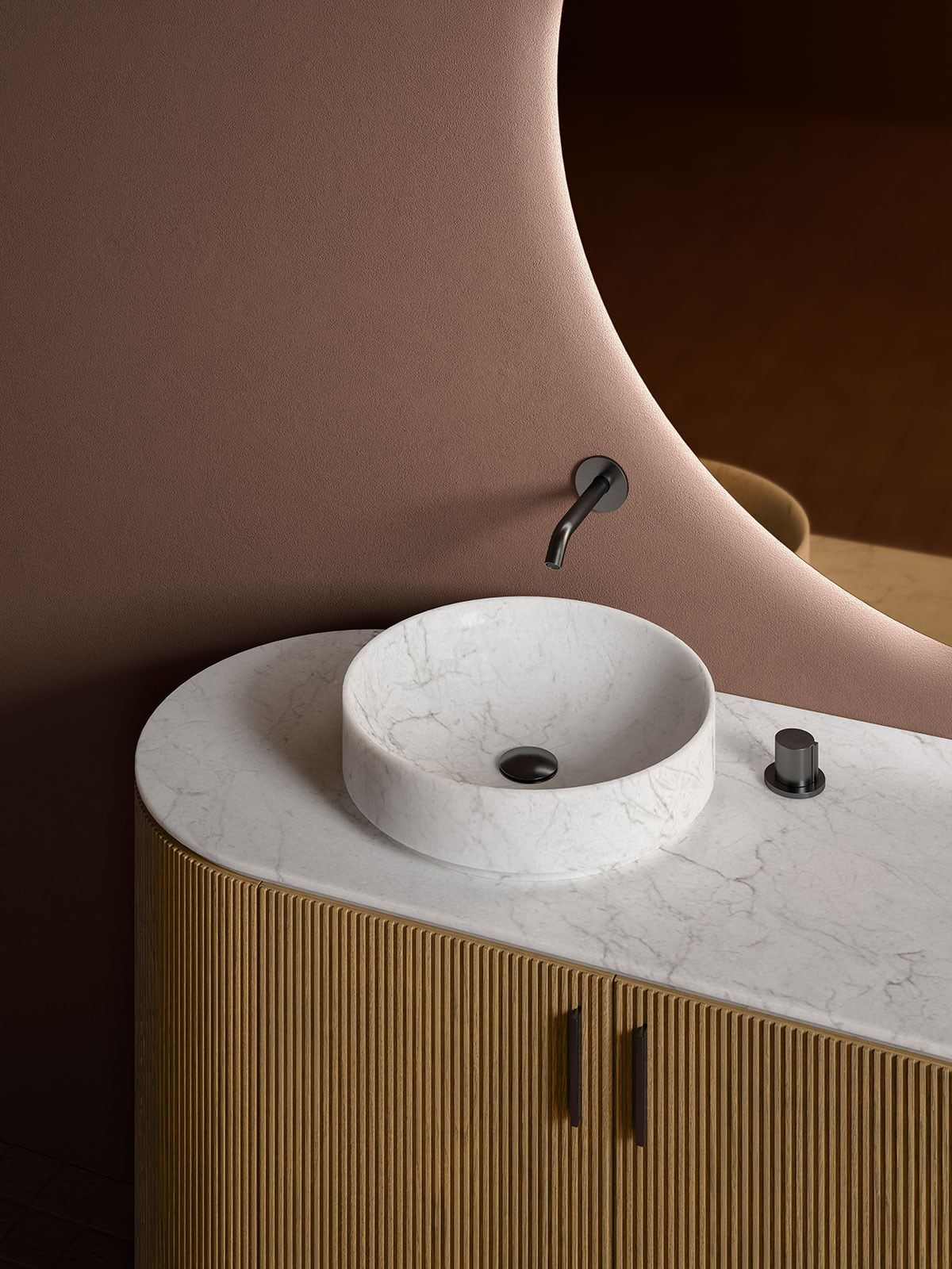 Двойной дубовый напольный умывальник с ящиками Inbani решетки ARCH-00011882