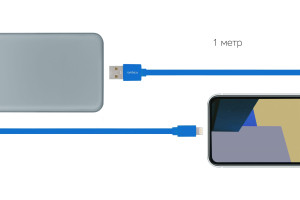16290000 Кабель USB - Lightning MFI, ПВХ Плоский, 1м, синий DIGITAL MR-01 CB-MR01N Rombica
