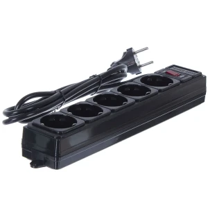 Сетевой фильтр 5 розеток, 1.8 м, цвет черный