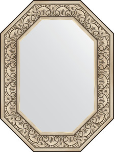 BY 7245 Зеркало в багетной раме - барокко серебро 106 mm EVOFORM Octagon