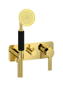 Внешние части встроенного в стену смесителя на 3 потребителя в комплекте с душевым гарнитуром. WE ARE IB bl314oo Gold Belmondo