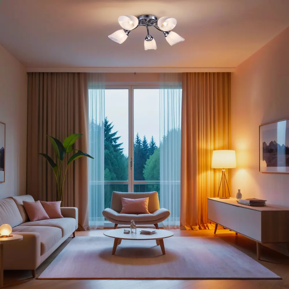 Люстра потолочная Жанр 5 ламп 15 м² цвет серебристый/белый РОССВЕТ STLM-2115886 - Вид №9