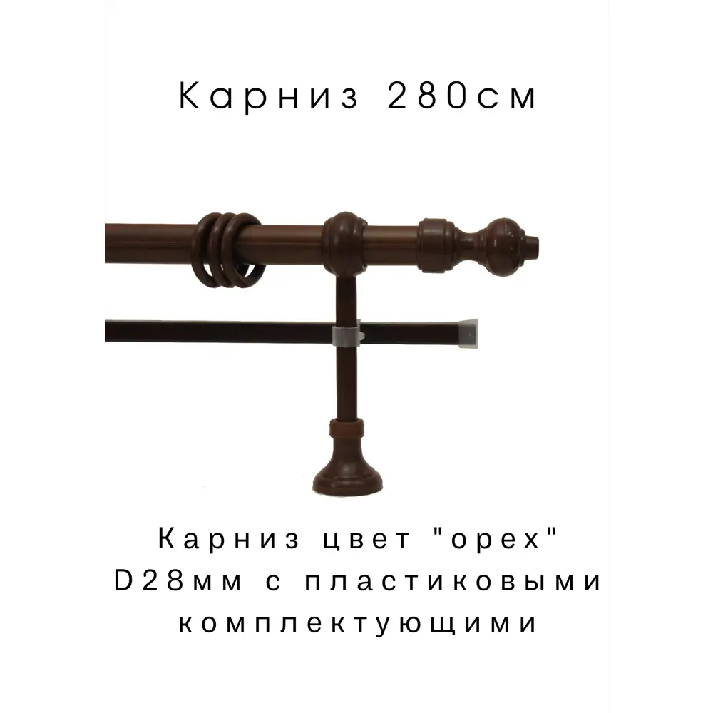 90624206 Карниз двухрядный Inkard KNP280, 280 см, металл, пластик, цвет орех STLM-0312719