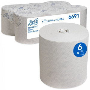 6691 Kimberly Clark Полотенца бумажные в рулоне Kimberly Clark Scott Essential 6691 1-слойные 6 рулонов по 350 метров