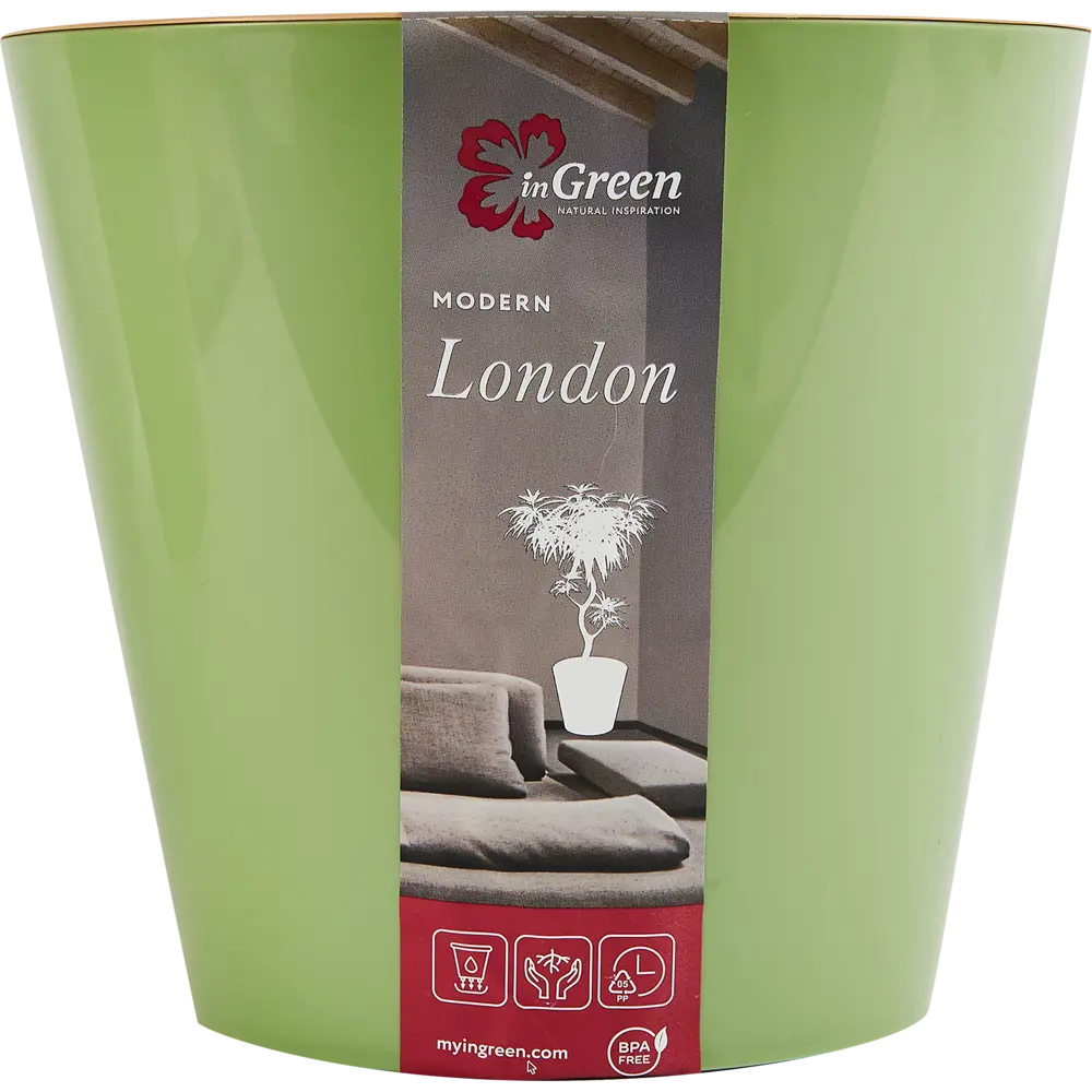 Горшок цветочный London ø19 h17.3 см v3.3 л пластик зеленый INGREEN STLM-2004916 - Вид №5