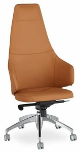 B&T Design Кожаное кресло для руководителя с 5 спицами и высокой спинкой