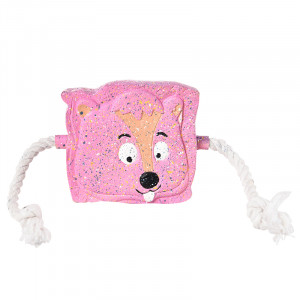 ПР0050074 Игрушка для собак Тост с пищалкой и канатами 11см латекс розовый Foxie