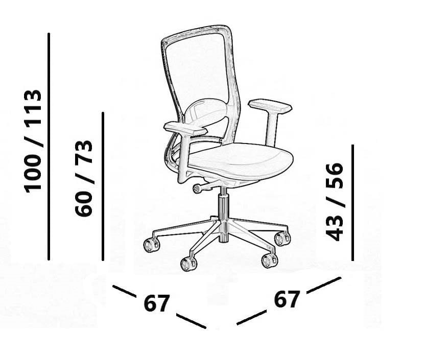 Офисное кресло с сетчатыми колесами и подлокотниками с 5 спицами Luxy ARCH-00020098 - Вид №7