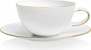 10640231 Mix&Match Чашка чайная с блюдцем Mix&Match Синергия.Золотой кант 250мл, фарфор Фарфор костяной