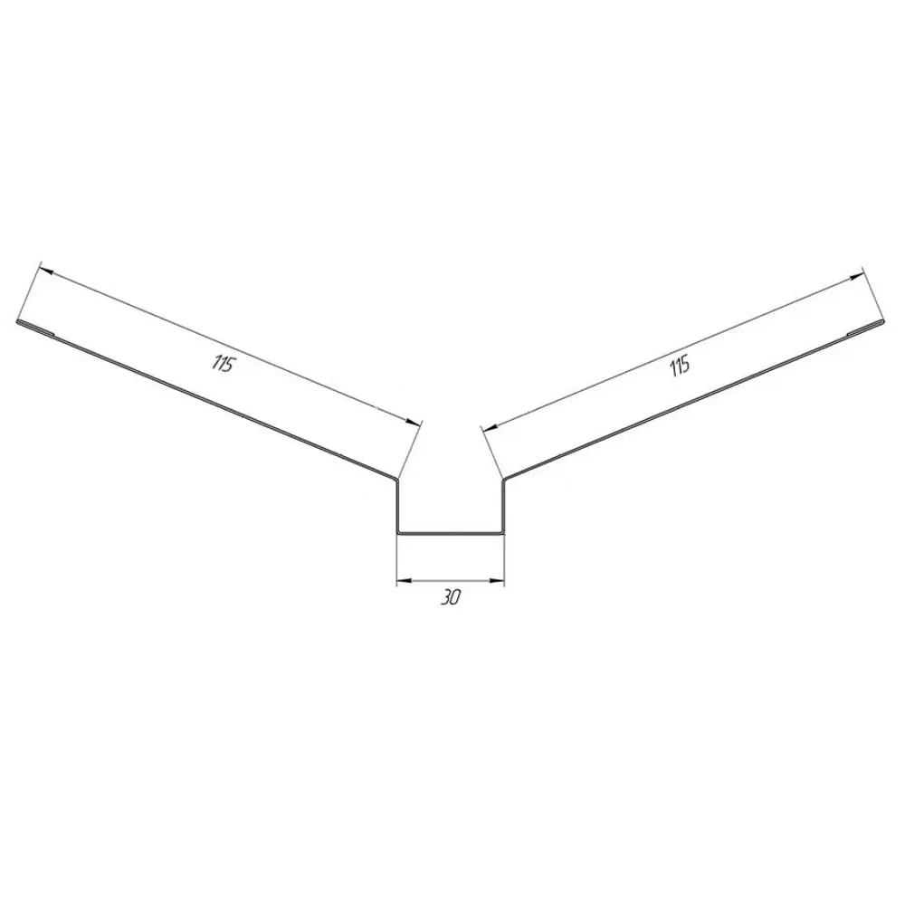 Ендова верхняя 115x30x115 мм 2 м оцинкованная 0.4 мм ВЕГА STLM-2057324 - Вид №1