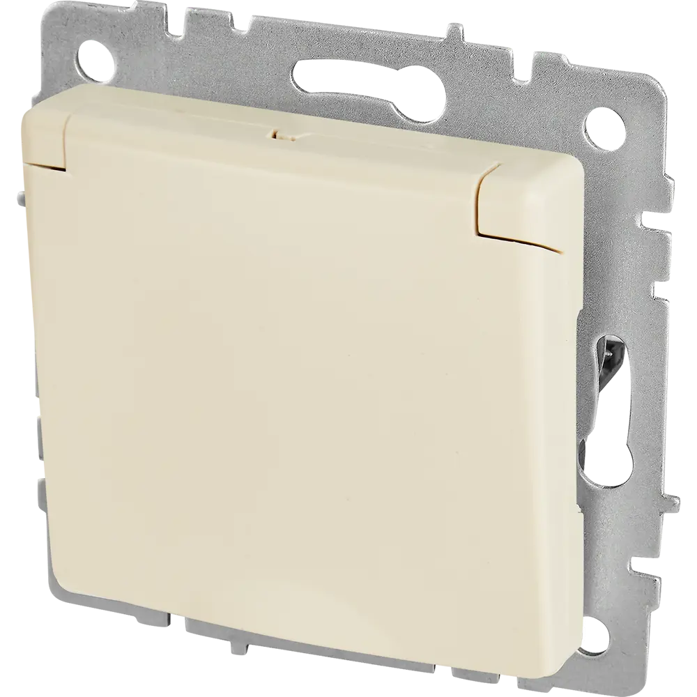 Розетка IEK Brite влагозащищенная с крышкой и шторками, бежевая 87761503 STLM-1115006 - Вид №1
