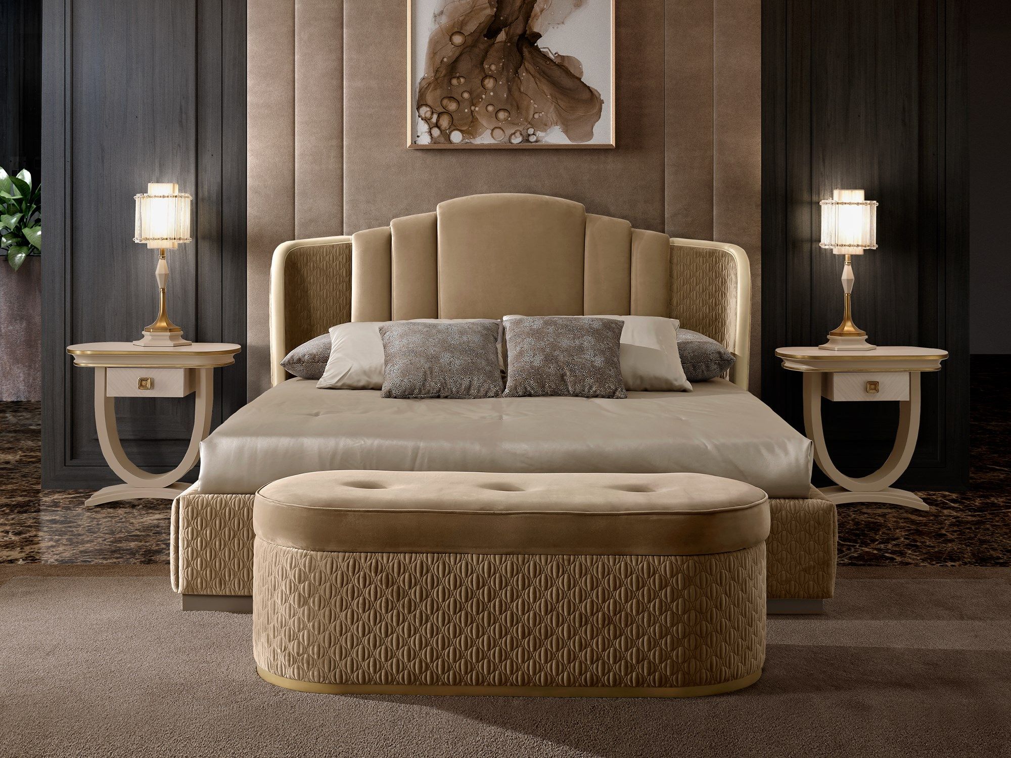 Тканевая кровать с мягким изголовьем A.R. Arredamenti ARCH-00056870 - Вид №1