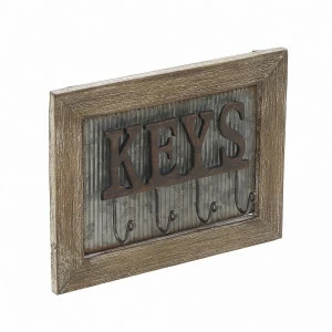 Ключница деревянная на 4 крючка коричневая Keys TO4ROOMS НАДПИСИ 00-3893786 Коричневый;серый