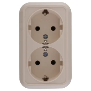 Розетка двойная накладная Makel SivaUstu с заземлением, цвет кремовый