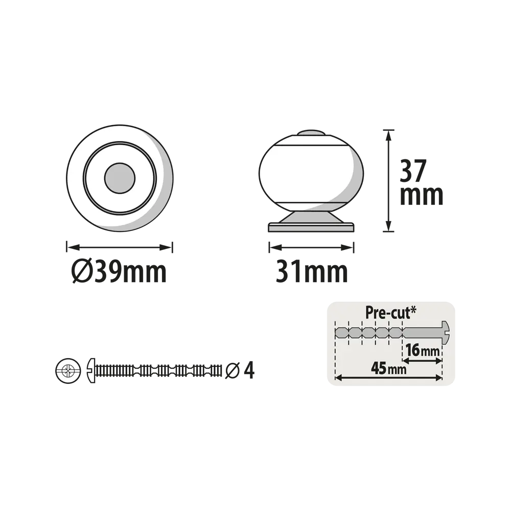 Ручка-кнопка мебельная Inspire Gabi 40x40 мм цвет белый фарфор STLM-2064181 - Вид №4