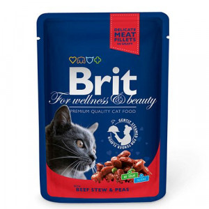 ПР0036736*24 Корм для кошек Premium Cat Говядина и горошек конс. пауч (упаковка - 24 шт) Brit