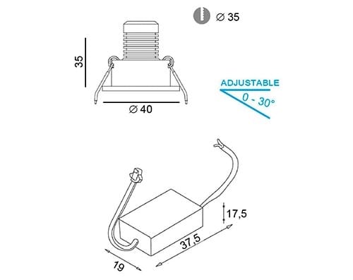 Алюминиевый регулируемый светодиодный прожектор Terzo Light MINI O 3W ARCH-00112256 - Вид №4
